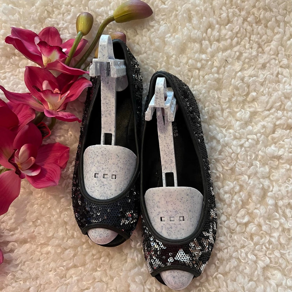 Express Open Toe Sequined Flats Size 6 - image 1